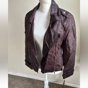 Blanc Noir Women’s M Moto Jacket Vegan Faux Leather Full Zip Pockets Purple NEW